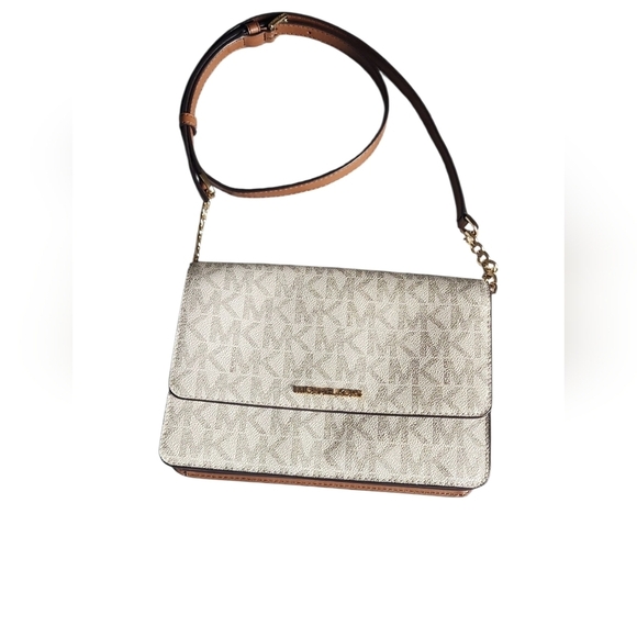 Michael Kors Handbags - Michael Kors Beige and Brown Crossbody Bag